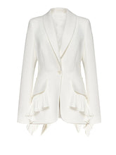 HEYFANCYSTYLE Female Couture Pleated Detail Blazer Coat